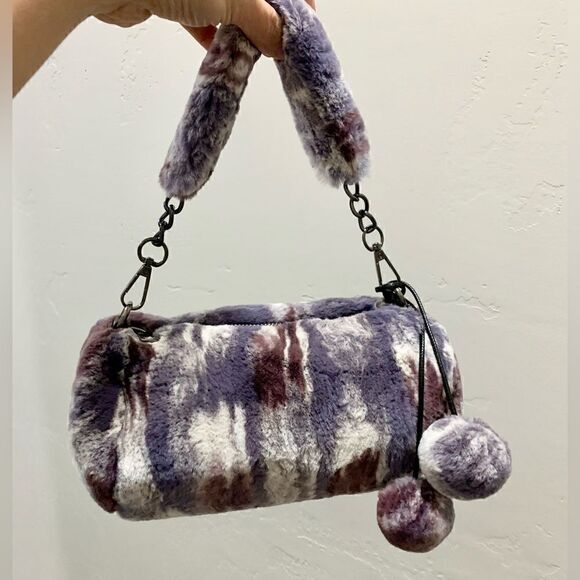 Handmade Real Rex Rabbit Fur Barrel Bag/Crossbody Includes Fur Ball Bag Charm - Picture 6 of 16